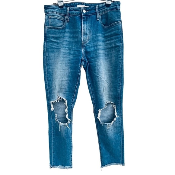 Levi's Premium 721 High Rise Skinny Distressed Jeans sz 29 Waterless Sustainable - Picture 5 of 14